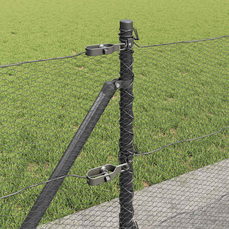 Afrasteringspaal Grijs 10 x 0,6 m (13 mm gaas) Staal en PVC