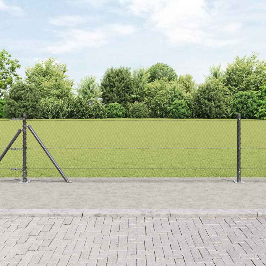 Afrasteringspaal Grijs 10 x 0,6 m (13 mm gaas) Staal en PVC