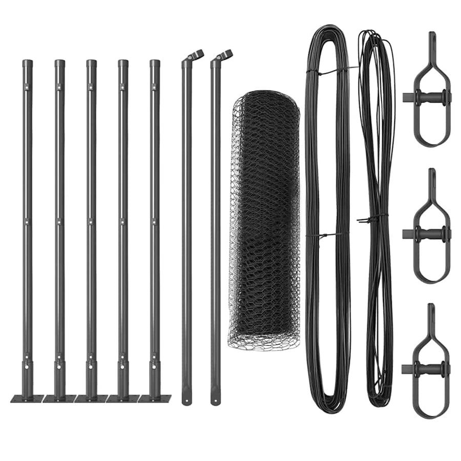 Afrasteringspaal Grijs 10 x 0,6 m (13 mm gaas) Staal en PVC