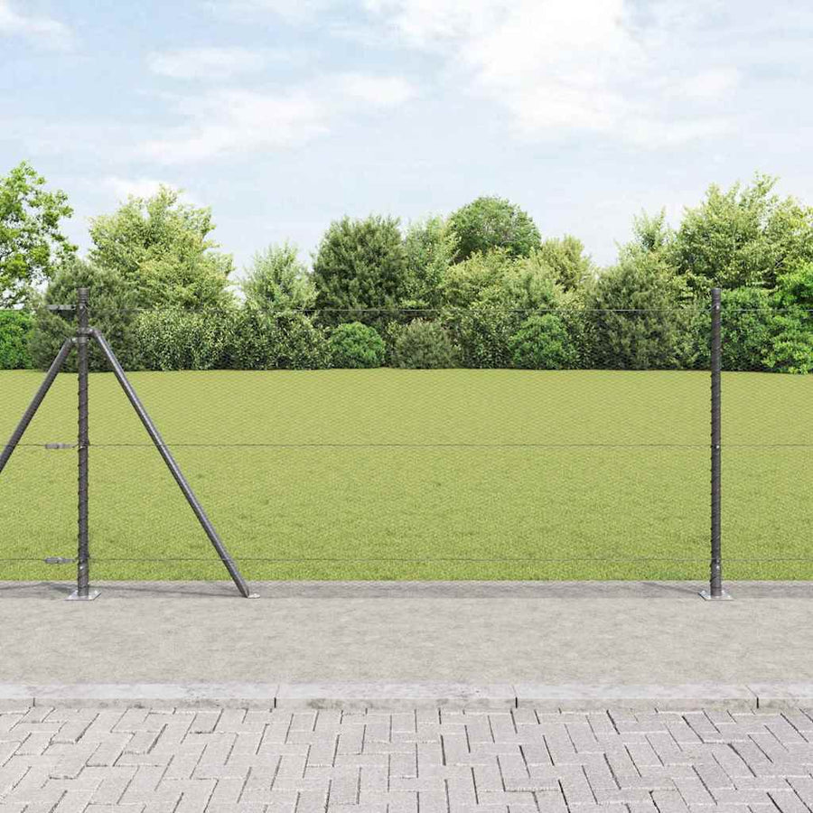 Afrasteringspaal Grijs 10 x 0,8 m (13 mm gaas) Staal en PVC