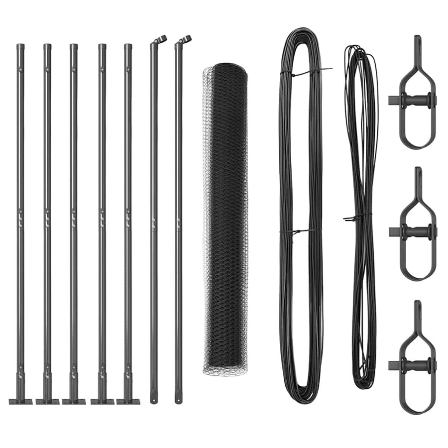 Afrasteringspaal Grijs 10 x 0,8 m (25 mm gaas) Staal en PVC