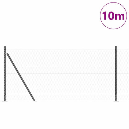 Afrasteringspaal Grijs 10 x 1 m (25 mm gaas) Staal en PVC