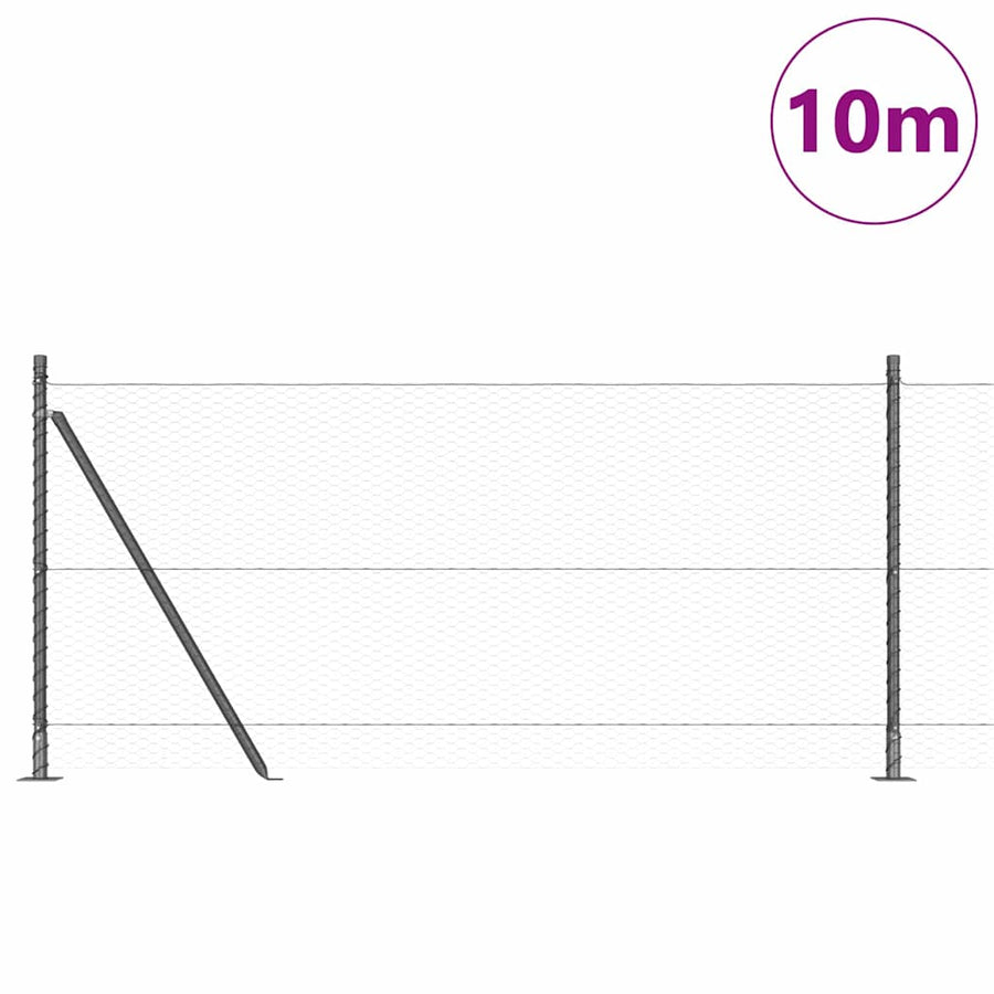 Afrasteringspaal Grijs 10 x 1 m (25 mm gaas) Staal en PVC