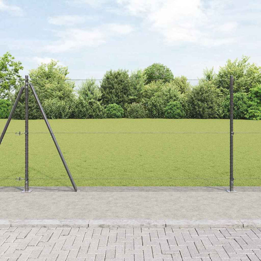 Afrasteringspaal Grijs 10 x 1,2 m (13 mm gaas) Staal en PVC