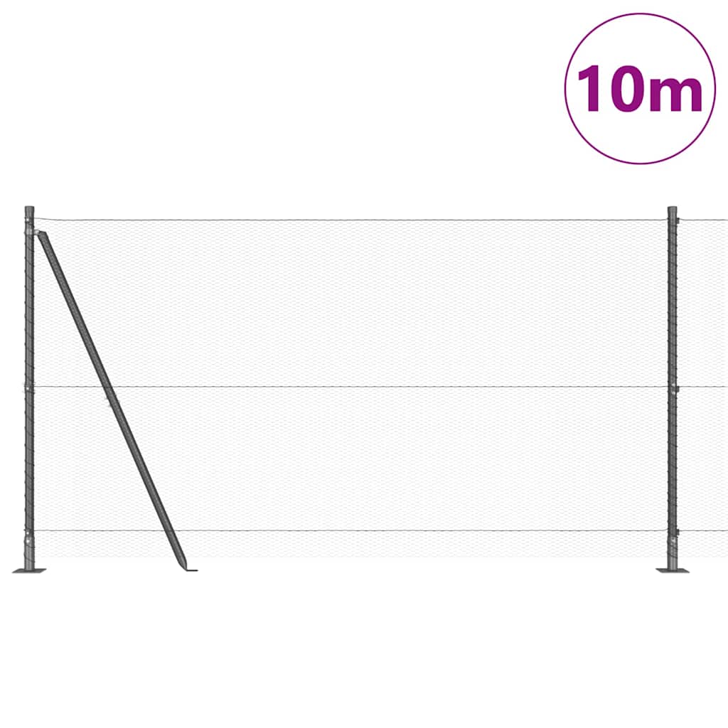 Afrasteringspaal Grijs 10 x 1,2 m (13 mm gaas) Staal en PVC