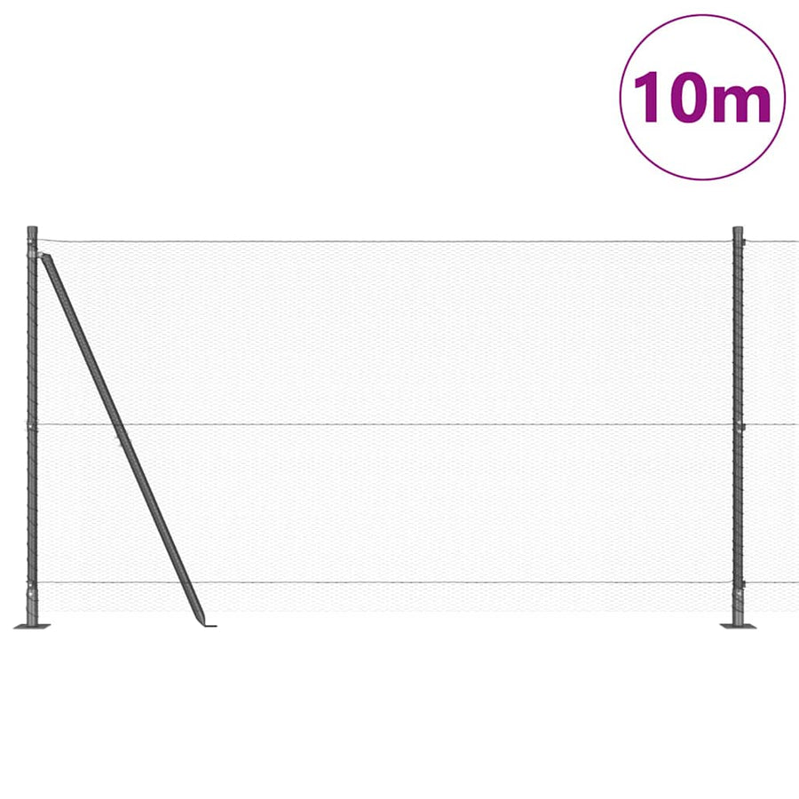 Afrasteringspaal Grijs 10 x 1,2 m (13 mm gaas) Staal en PVC