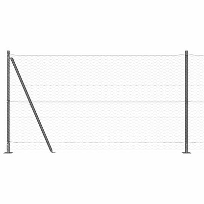 Afrasteringspaal Grijs 10 x 1,2 m (36 mm gaas) Staal en PVC