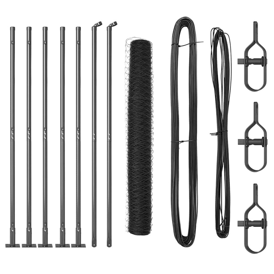 Afrasteringspaal Grijs 10 x 1,2 m (36 mm gaas) Staal en PVC