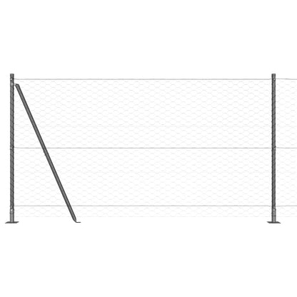 Afrasteringspaal Grijs 10 x 1,2 m (50 mm gaas) Staal en PVC