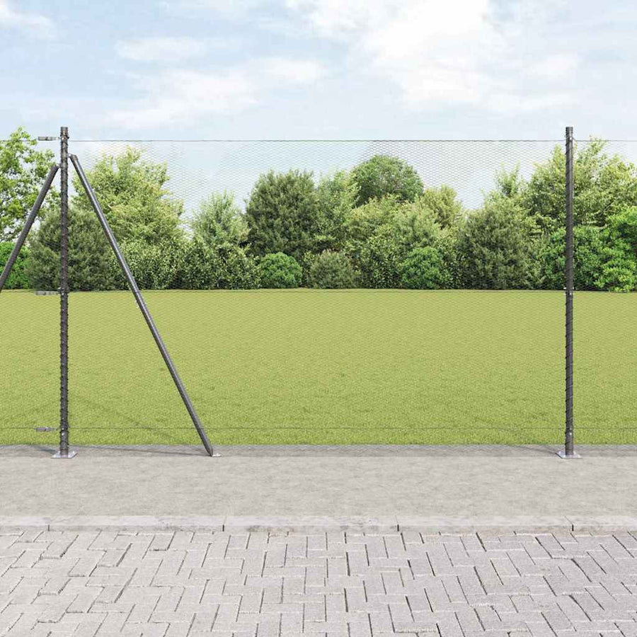 Afrasteringspaal Grijs 10 x 1,5 m (13 mm gaas) Staal en PVC