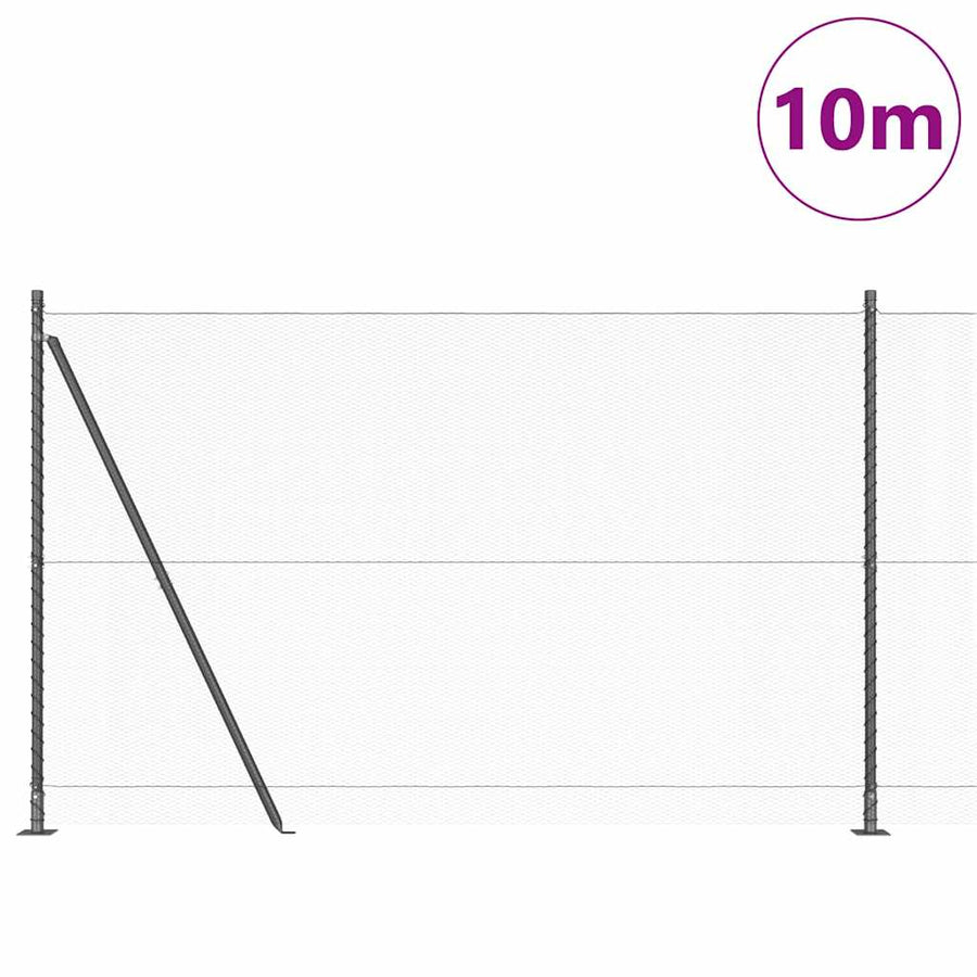 Afrasteringspaal Grijs 10 x 1,5 m (13 mm gaas) Staal en PVC