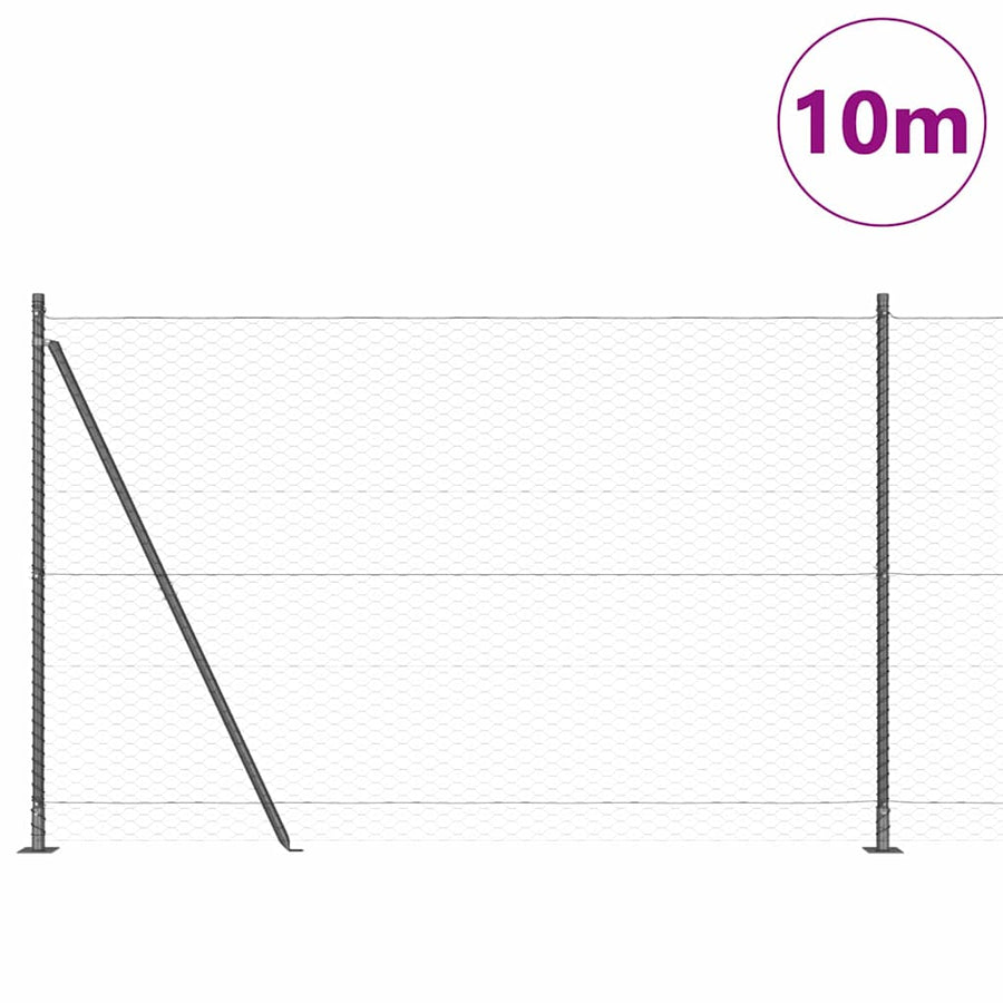 Afrasteringspaal Grijs 10 x 1,5 m (36 mm gaas) Staal en PVC