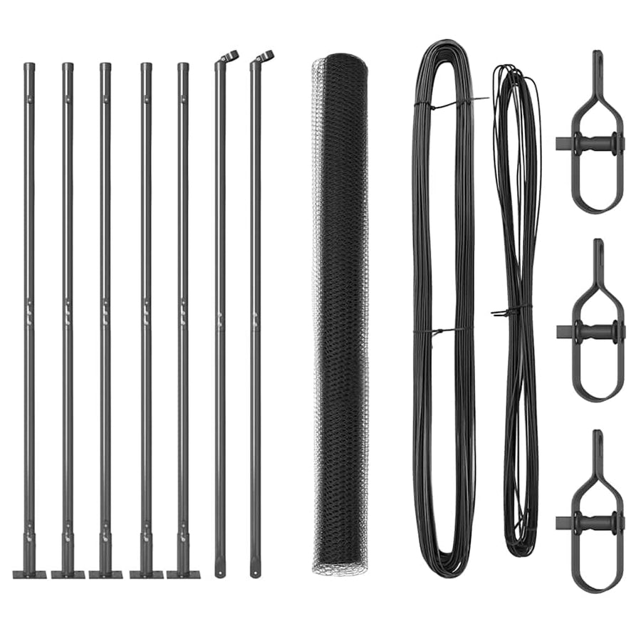 Afrasteringspaal Grijs 10 x 1,6 m (13 mm gaas) Staal en PVC