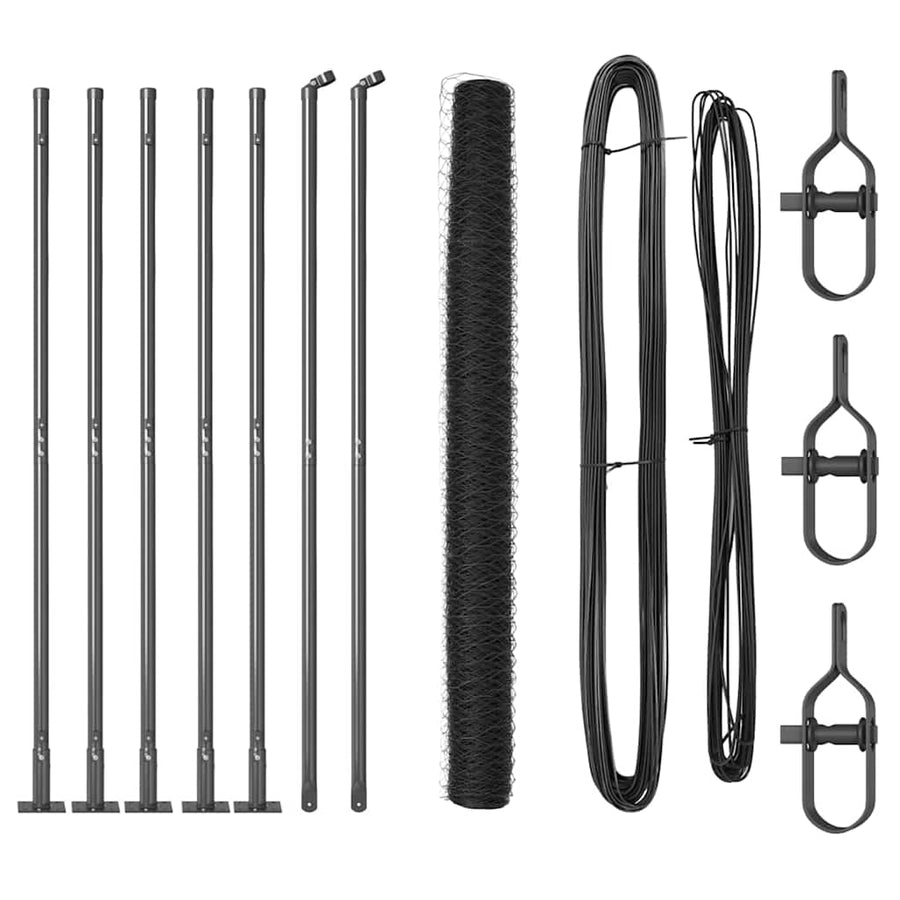Afrasteringspaal Grijs 10 x 1,6 m (36 mm gaas) Staal en PVC
