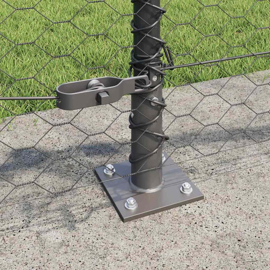 Afrasteringspaal Grijs 25 x 0,4 m (36 mm gaas) Staal en PVC