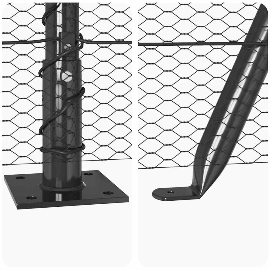 Afrasteringspaal Grijs 25 x 0,6 m (13 mm gaas) Staal en PVC