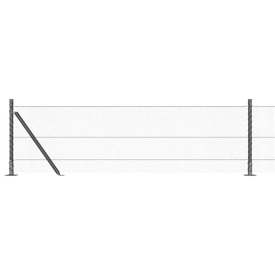 Afrasteringspaal Grijs 25 x 0,6 m (13 mm gaas) Staal en PVC