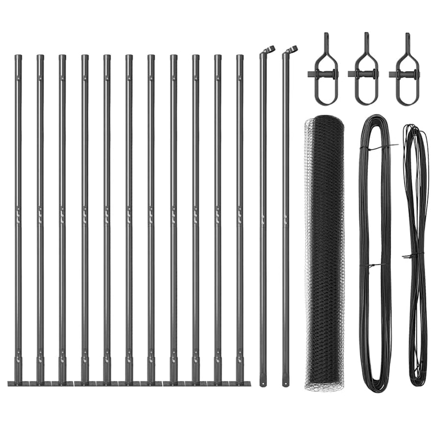 Afrasteringspaal Grijs 25 x 0,8 m (13 mm gaas) Staal en PVC