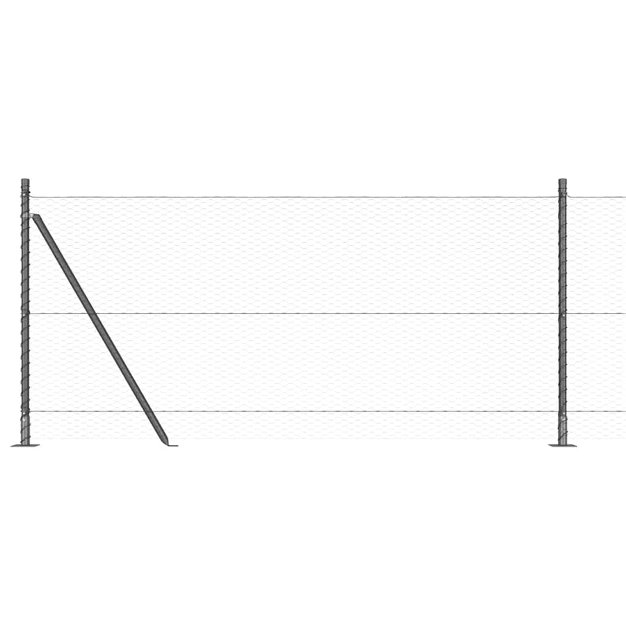 Afrasteringspaal Grijs 25 x 0,8 m (25 mm gaas) Staal en PVC