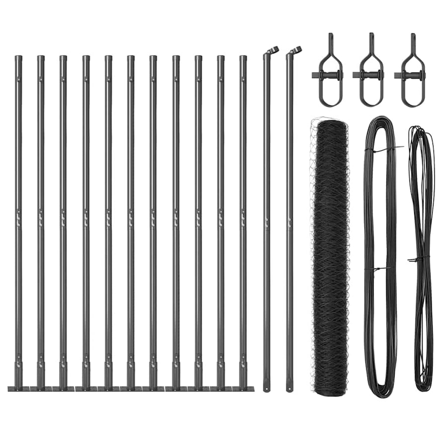 Afrasteringspaal Grijs 25 x 0,8 m (36 mm gaas) Staal en PVC