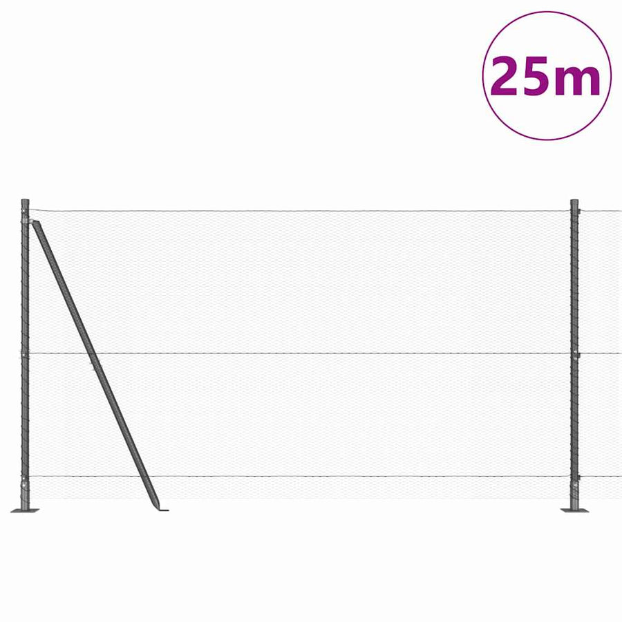 Afrasteringspaal Grijs 25 x 1,2 m (13 mm gaas) Staal