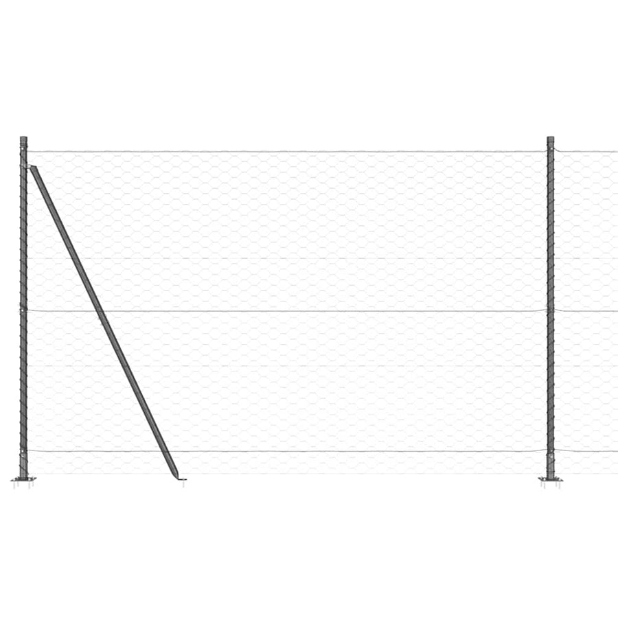 Afrasteringspaal Grijs 25 x 1,4 m (50 mm gaas) Staal en PVC