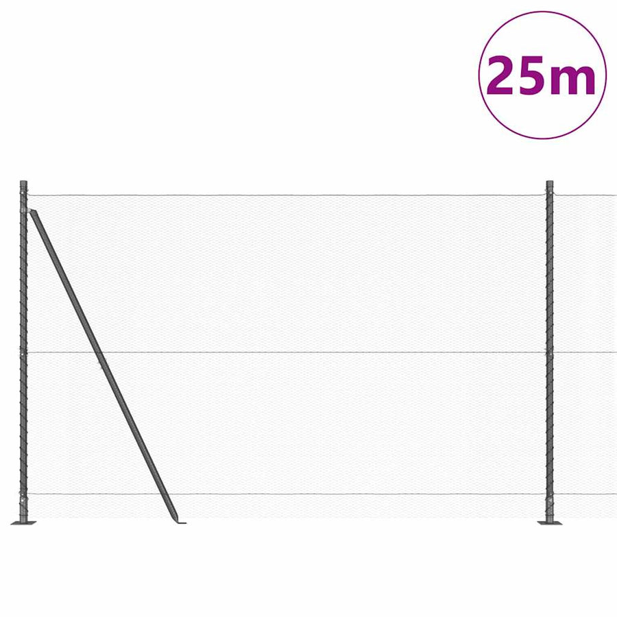 Afrasteringspaal Grijs 25 x 1,6 m (13 mm gaas) Staal en PVC