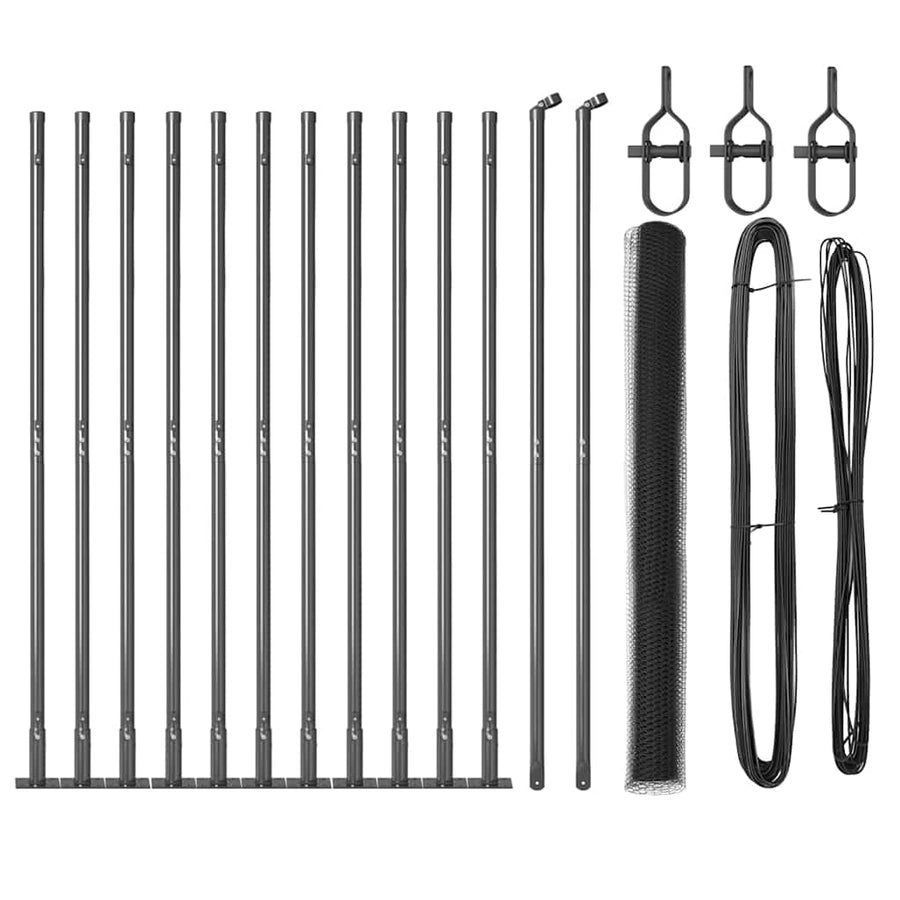 Afrasteringspaal Grijs 25 x 1,6 m (25 mm gaas) Staal en PVC
