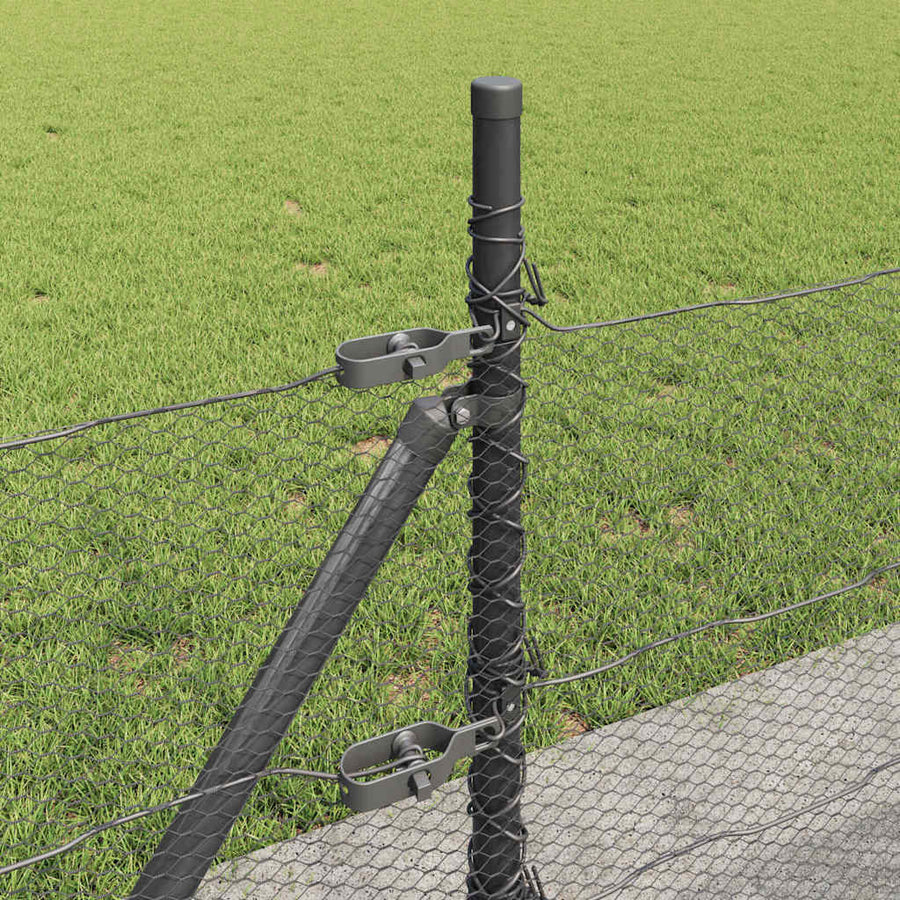 Afrasteringspaal Grijs 50 x 0,5 m (13 mm gaas) Staal en PVC