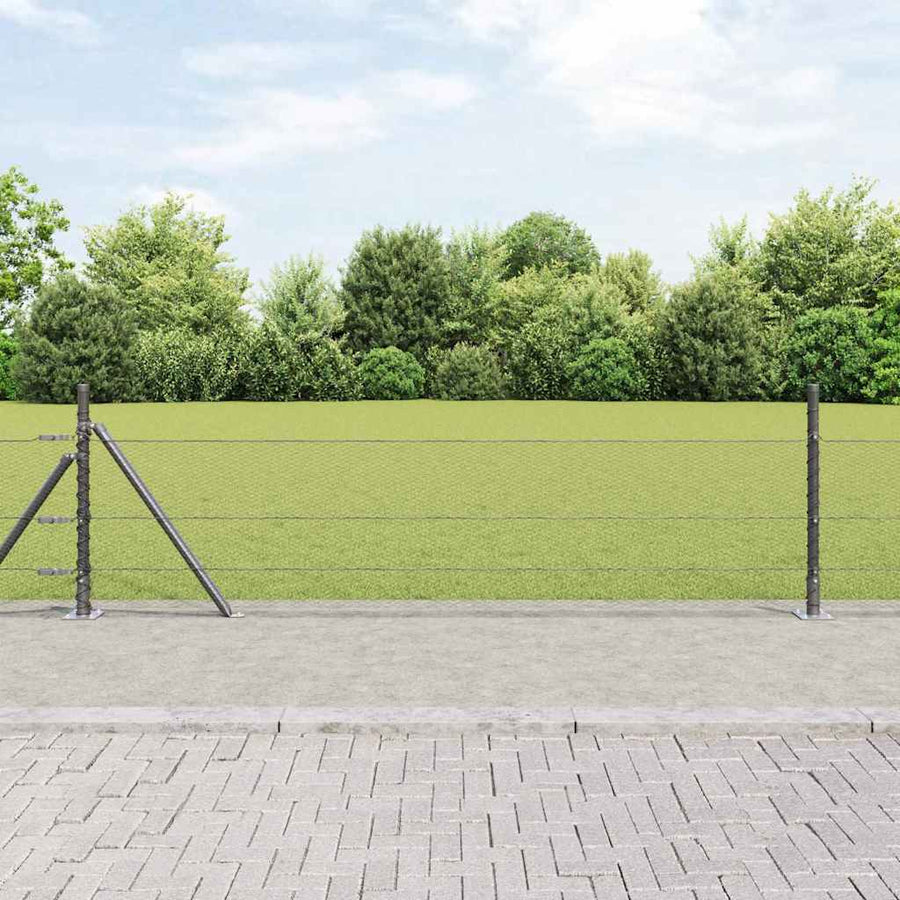 Afrasteringspaal Grijs 50 x 0,5 m (13 mm gaas) Staal en PVC