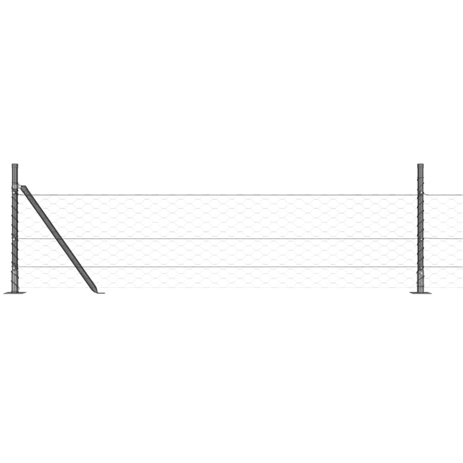 Afrasteringspaal Grijs 50 x 0,5 m (50 mm gaas) Staal en PVC