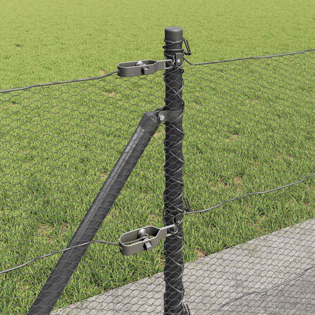 Afrasteringspaal Grijs 50 x 0,6 m (13 mm gaas) Staal en PVC