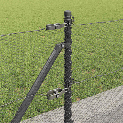 Afrasteringspaal Grijs 50 x 0,6 m (13 mm gaas) Staal en PVC