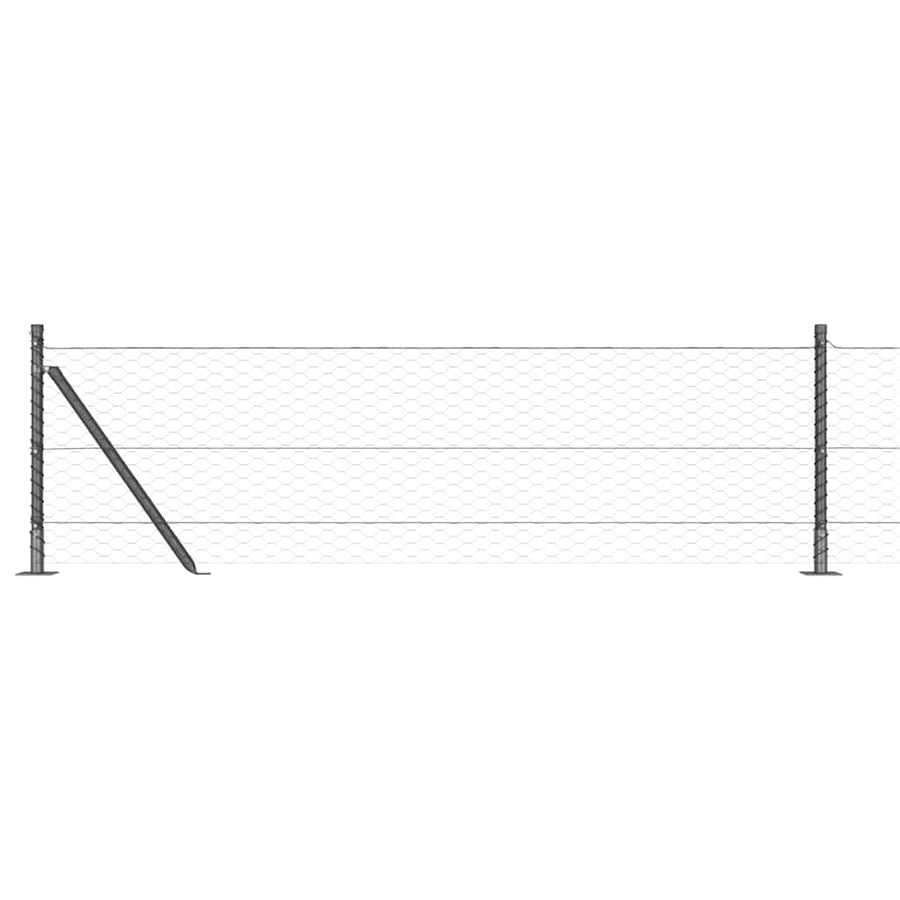 Afrasteringspaal Grijs 50 x 0,6 m (36 mm gaas) Staal en PVC