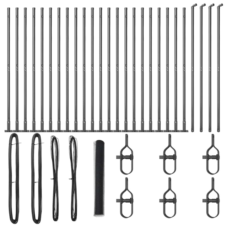Afrasteringspaal Grijs 50 x 1,2 m (13 mm gaas) Staal en PVC
