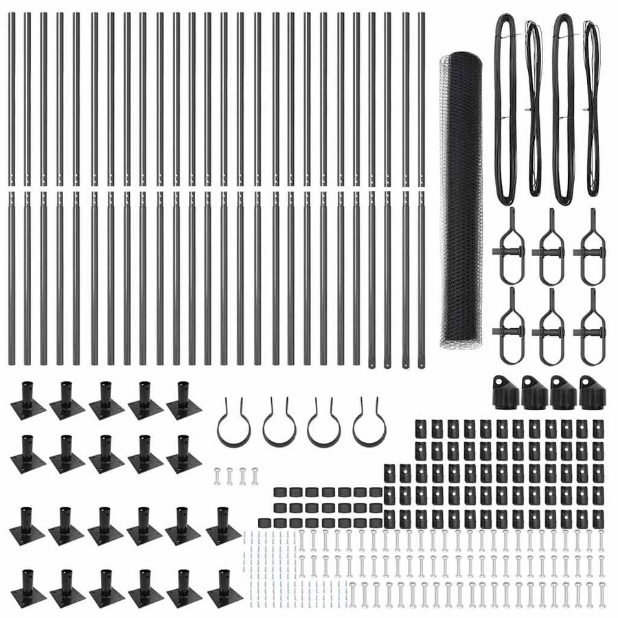 Afrasteringspaal Grijs 50 x 1,2 m (13 mm gaas) Staal en PVC
