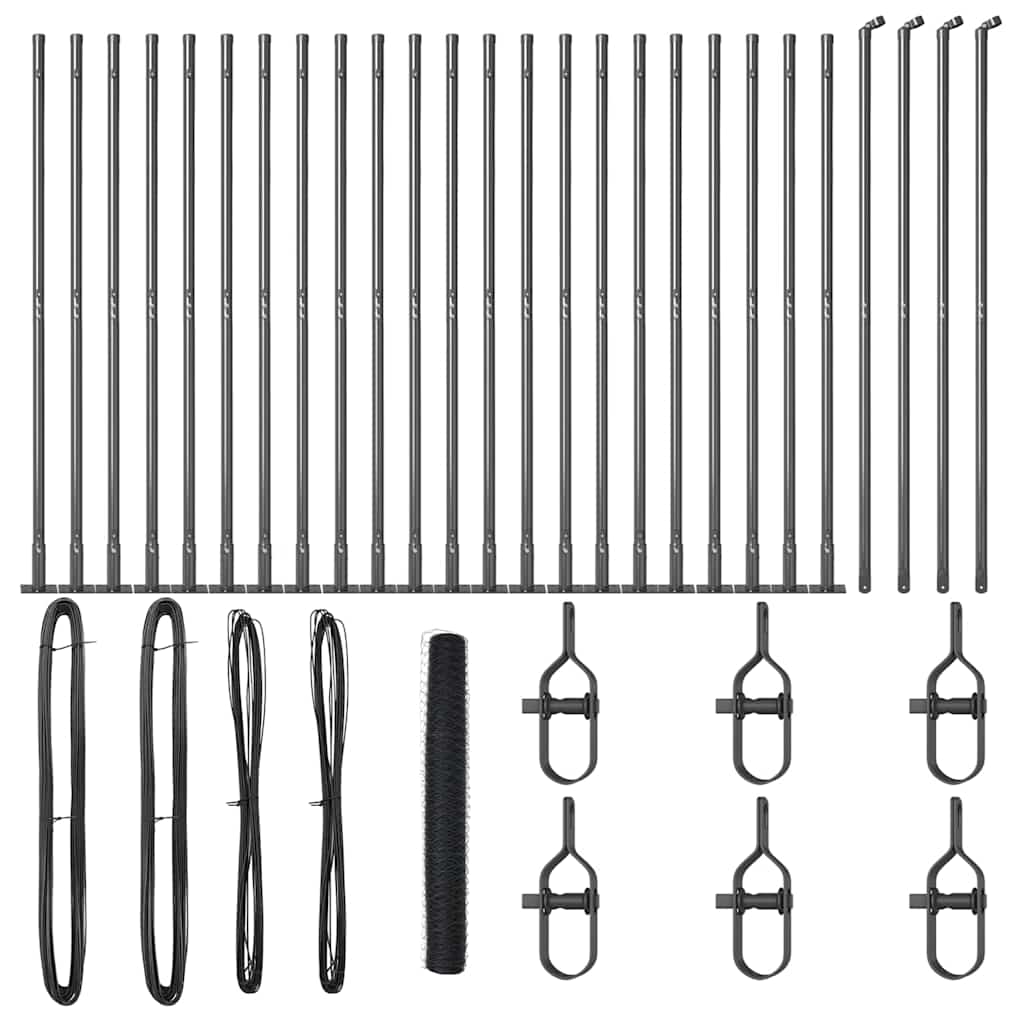 Afrasteringspaal Grijs 50 x 1,2 m (36 mm gaas) Staal en PVC