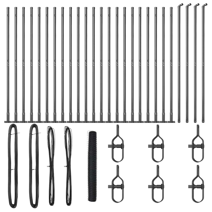 Afrasteringspaal Grijs 50 x 1,2 m (36 mm gaas) Staal en PVC