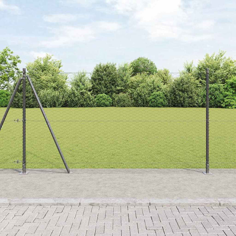 Afrasteringspaal Grijs 50 x 1,4 m (36 mm gaas) Staal en PVC
