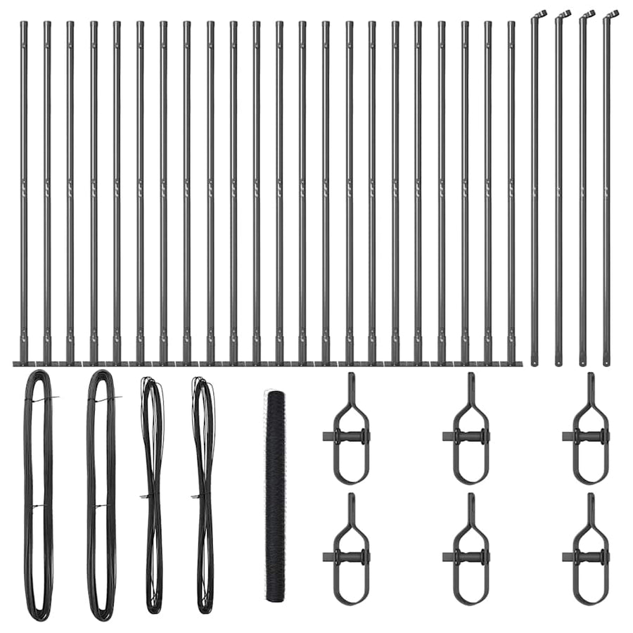 Afrasteringspaal Grijs 50 x 1,4 m (36 mm gaas) Staal en PVC