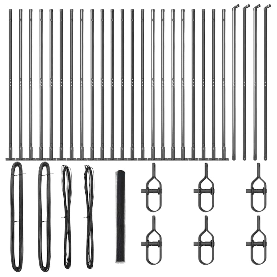 Afrasteringspaal Grijs 50 x 1,5 m (13 mm gaas) Staal en PVC