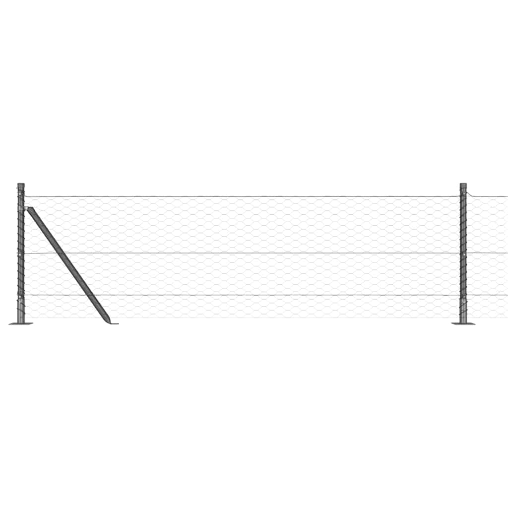 Afrasteringspaal Grijs 100 x 0,6 m (36 mm gaas) Staal en PVC