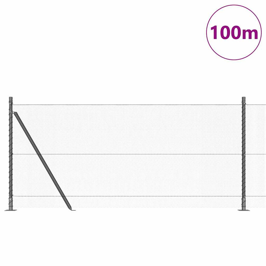 Afrasteringspaal Grijs 100 x 0,8 m (13 mm gaas) Staal en PVC