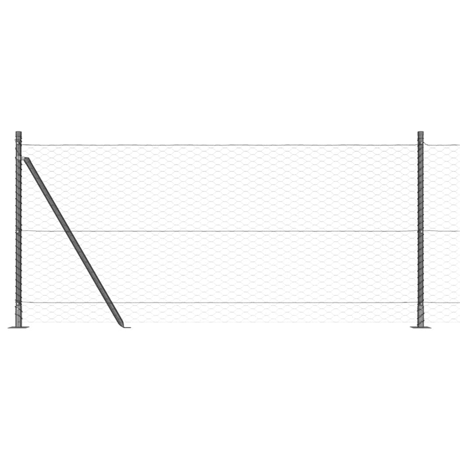 Afrasteringspaal Grijs 100 x 0,8 m (36 mm gaas) Staal en PVC