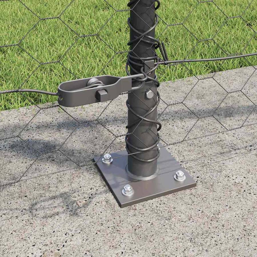 Afrasteringspaal Grijs 100 x 1 m (36 mm gaas) Staal en PVC