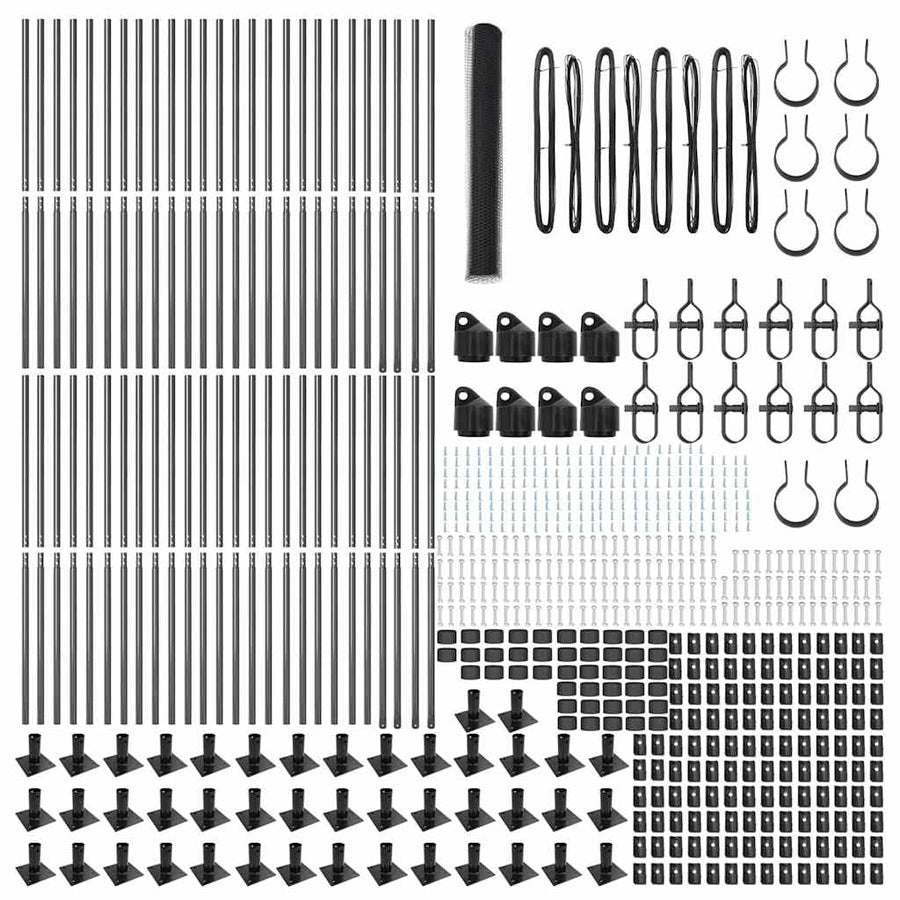 Afrasteringspaal Grijs 100 x 1,2 m (25 mm gaas) Staal en PVC