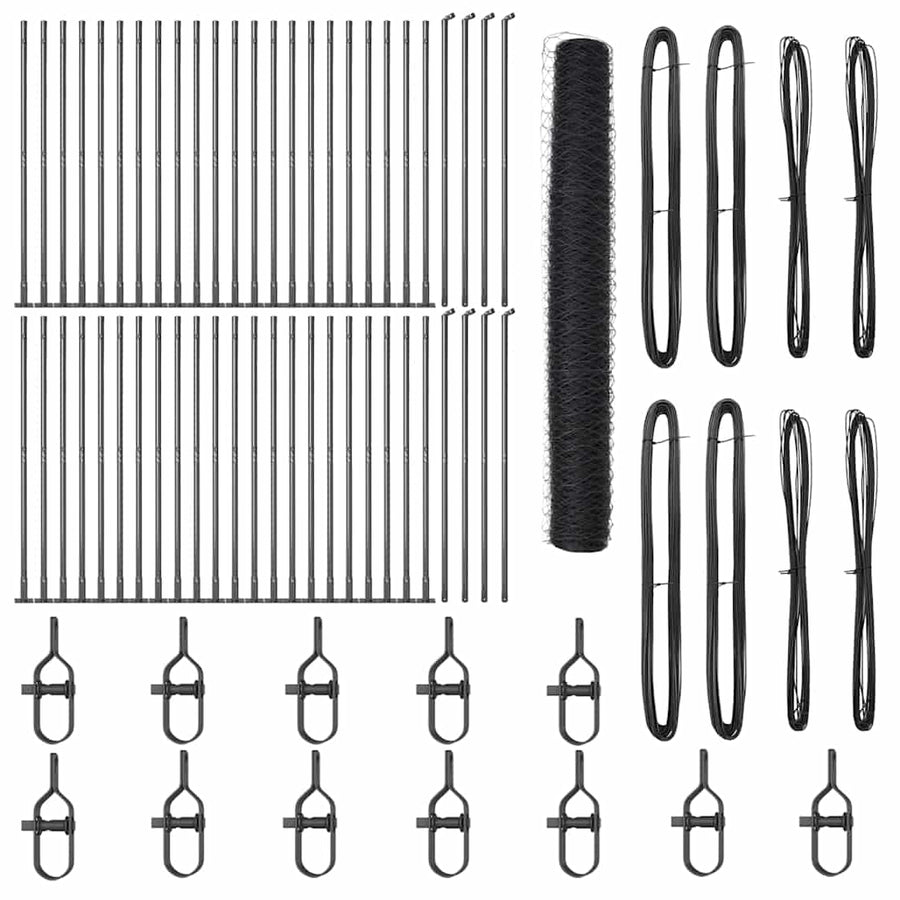 Afrasteringspaal Grijs 100 x 1,2 m (36 mm gaas) Staal en PVC