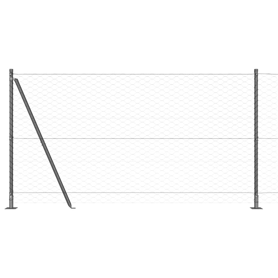 Afrasteringspaal Grijs 100 x 1,2 m (50 mm gaas) Staal en PVC