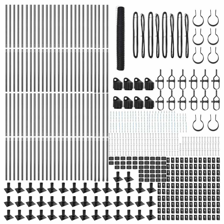 Afrasteringspaal Grijs 100 x 1,2 m (50 mm gaas) Staal en PVC