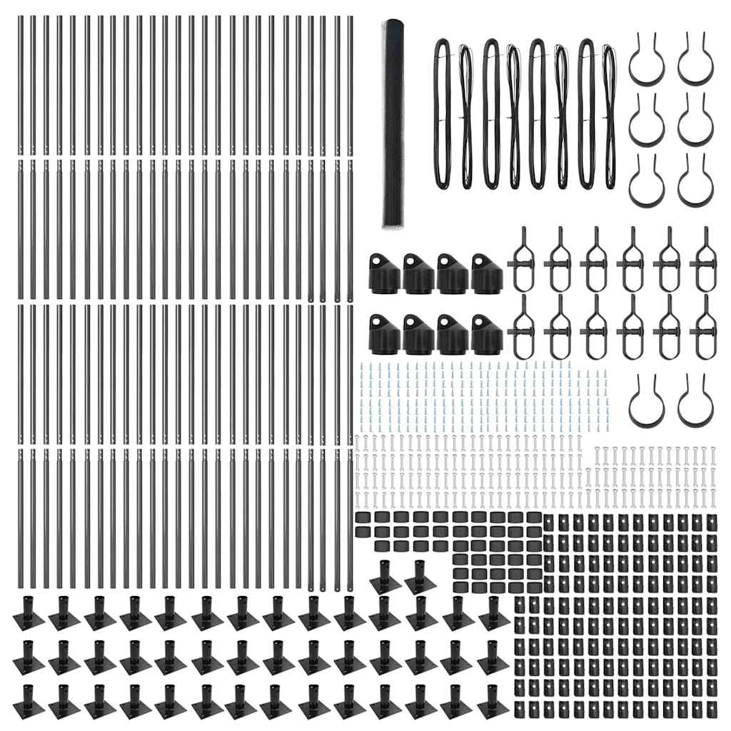 Afrasteringspaal Grijs 100 x 1,5 m (25 mm gaas) Staal en PVC